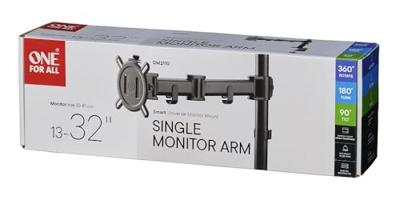 One For All Smart Single black Monitor-tafelbeugel Aantal monteerbare displays: 1 Display(s) 33 cm (13) - 81,3 cm (32) Zwart In hoogte verstelbaar, Roteerbaar,