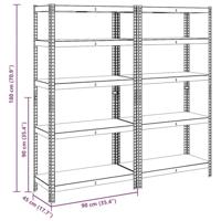 Opbergrek 5-laags 2 st staal en bewerkt hout zilverkleurig - thumbnail