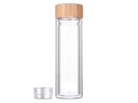 Dubbelwandige glazen fles met rvs zeef - thumbnail