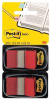 Post-it index standaard, ft 24,4 x 43,2 mm, houder met 2 x 50 tabs, rood - thumbnail