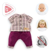 Corolle geruit shirt met broek kleine ontdekker - 36cm - thumbnail