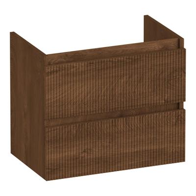 Brauer Joy Wavy - Onderkast Ondiep - 60 cm - met 2 Softclose Lades Greeploos en 1 Sifon Uitsparing - Forest Cacao