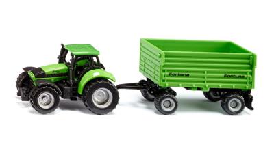 Siku Deutz-Fahr tractor met 4-wiel trailer 1606