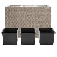Polyrattan Bloembak 3 delig Creme 83x30,5x60cm - thumbnail