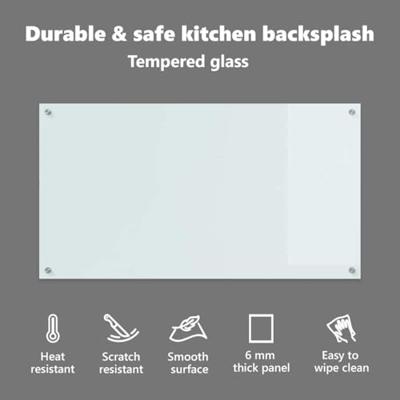 VidaXL Keuken spatscherm wit 110 x 60 cm gehard glas