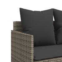 5-delige Loungeset met kussens poly rattan grijs - thumbnail