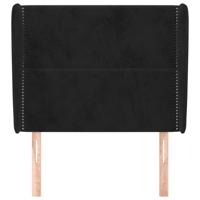 Hoofdbord met randen 83x23x118/128 cm fluweel zwart - thumbnail