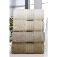 Set van 4 handdoeken - 50 x 85 cm - Bruin - thumbnail