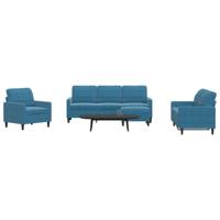 4-delige Loungeset met kussens fluweel blauw - thumbnail