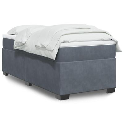 Boxspring met matras fluweel donkergrijs 90x200 cm - thumbnail