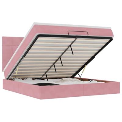 Ottoman bed met matrassen 180x200cm fluweel roze