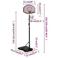 Basketbalstandaard 216-250 cm polyethyleen zwart - thumbnail