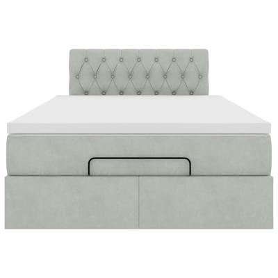 Ottoman bed met matras 160x200cm fluweel lichtgrijs