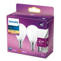 Philips LED 77771500 LED-lamp Energielabel F (A - G) E14 Kogel 4.3 W = 40 W Warmwit (Ø x h) 4.5 cm x 8.2 cm 2 stuk(s) - thumbnail