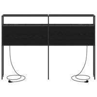 Opberghoofdbord met plank Zwart eiken 160 cm Bewerkt hout - thumbnail