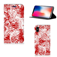 Mobiel BookCase Apple iPhone X | Xs Angel Skull Rood - thumbnail