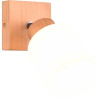 LED Wandspot - Wandverlichting - Trion Asmara - E14 Fitting - Vierkant - Mat Bruin - Hout - thumbnail