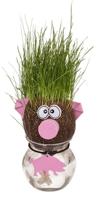 Dieren graskop in glazen vaasje 12,5cm - thumbnail