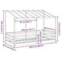 Kinderbed met bedhuis 80x200 cm massief grenenhout wit - thumbnail