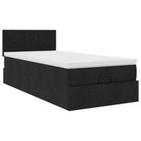 Ottoman bed met matras 90x190cm stof zwart - thumbnail