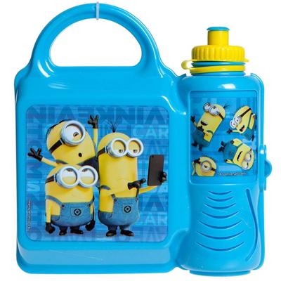 Stor broodtrommel met drinkfles Minions blauw/geel 2 delig Stor broodtrommel met drinkfles Minions blauw/geel 2 delig