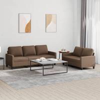 2-delige Loungeset met kussens stof bruin - thumbnail