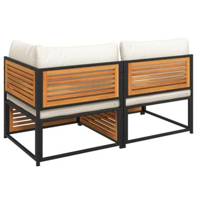 Tuinbank 2-zits met kussens massief acaciahout