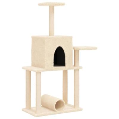 VidaXL Kattenmeubel met sisal krabpalen 122 cm crèmekleurig VidaXL Kattenmeubel met sisal krabpalen 122 cm crèmekleurig