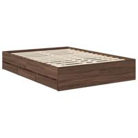 Bedframe met lade Bruine eik 135 x 190 cm Geconstrueerd hout - thumbnail