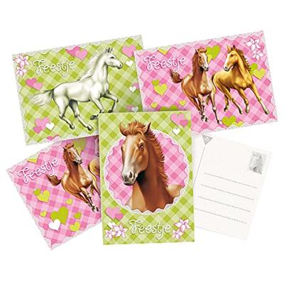 Haza Witbaard Uitnodigingskaarten paarden. 6st