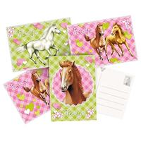 Haza Witbaard Uitnodigingskaarten paarden. 6st - thumbnail