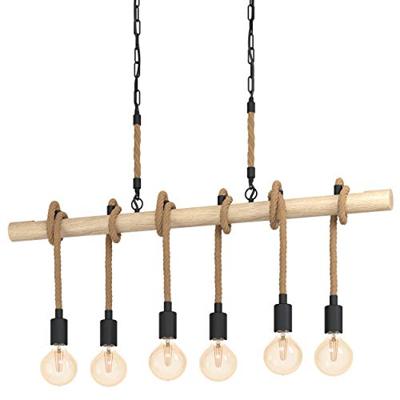 Eglo Landelijke hanglampYoungstown 6-lichts zwart met hout - 43319