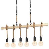 Eglo Landelijke hanglampYoungstown 6-lichts zwart met hout - 43319 - thumbnail