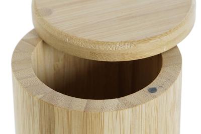 Zoutvaatje met deksel DKD Home Decor Natuurlijk Bamboe 8,5 x 8,5 x 8,5 cm