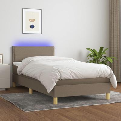 Boxspring met matras en LED stof taupe 90x190 cm
