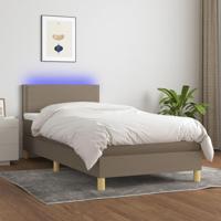 Boxspring met matras en LED stof taupe 90x190 cm - thumbnail