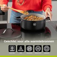BE Living Braadpan met deksel ø 24 cm - keramische anti-aanbaklaag - geschikt voor alle warmtebronnen - zwart - thumbnail