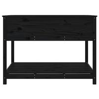 Plantenbak met schap 111,5x111,5x81 cm massief grenenhout zwart - thumbnail