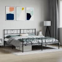 Bedframe met hoofd- en voeteneinde metaal zwart 200x200 cm - thumbnail