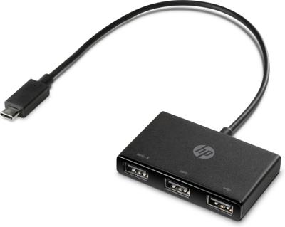 HP Inc. HP USB-C to USB-A - Hub - 3 x SuperSpeed USB 3.0 Z6A00AA USB-hub 3 poorten USB-A USB 3.2 Gen1 5 GBit/s Met USB-C stekker Zwart