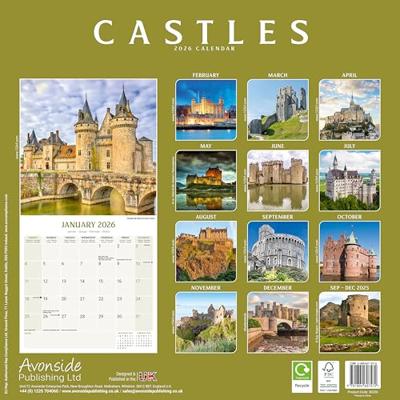 Castles Calendar 2026 Square Scenic Wall Calendar - 16 Month