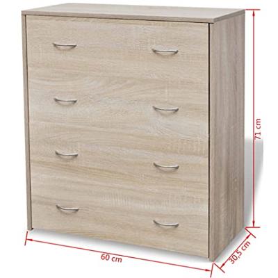 Dressoir met 4 lades 60x30,5x71 cm eikenkleur