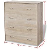 Dressoir met 4 lades 60x30,5x71 cm eikenkleur - thumbnail