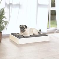 vidaXL Hondenmand 61,5x49x9 cm massief grenenhout wit, hondenbed, houten hondenbed, hondenmeubels, dierenbed, hondenmeubel, hondenmeubelen - thumbnail