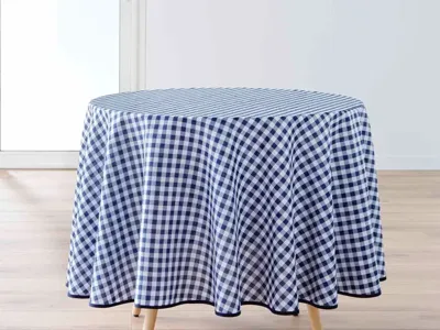 Wicotex tafelkleed textiel ruit blauw rond 180 cm