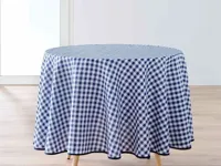 Wicotex tafelkleed textiel ruit blauw rond 180 cm - thumbnail