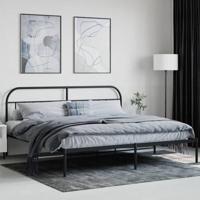 Bedframe met hoofdbord metaal zwart 200x200 cm - thumbnail