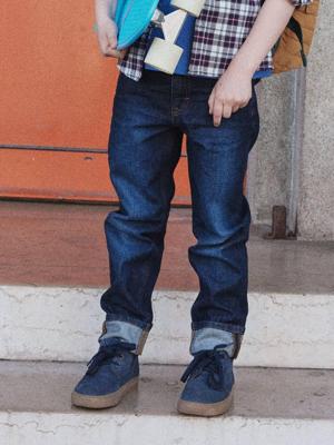 Rechte jeans voor jongens met omslag ongewassen denim