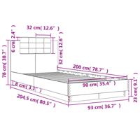 Bedframe met hoofdeinde bewerkt hout grijs sonoma 90x200 cm - thumbnail