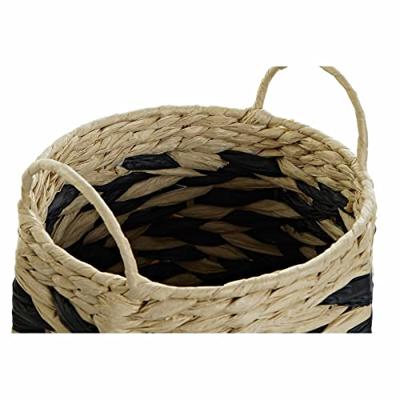 Mandenset DKD Home Decor Zwart Lichtbruin Natuurlijke Vezel Boho 30 x 30 x 30 cm 2 Onderdelen (2 Stuks)